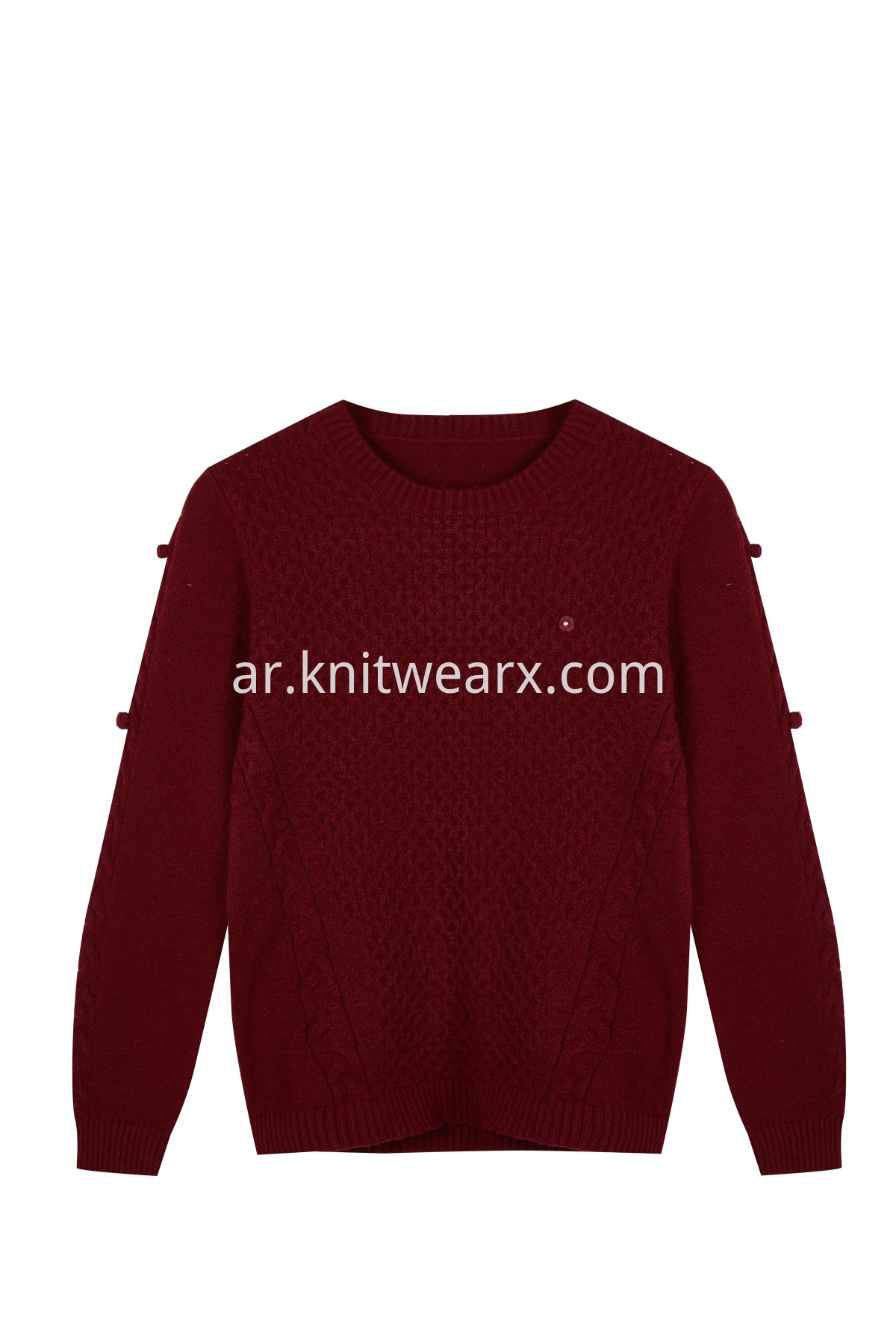 Girl's Crochet Ball Sweater Honey Comb Texture Crew Neck Sweater Long Sleeve Top